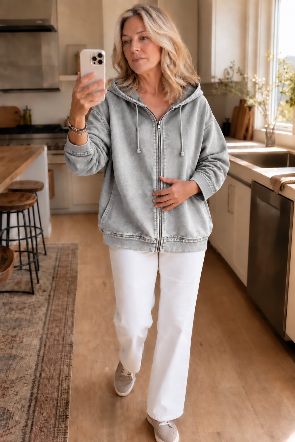 Rethread | Washed Relaxed Zip-Up Hoodie – Bequeme Schnittform für Frauen