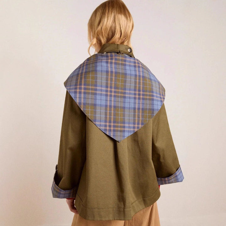 Maisie | Oversized trench coat with a checked collar