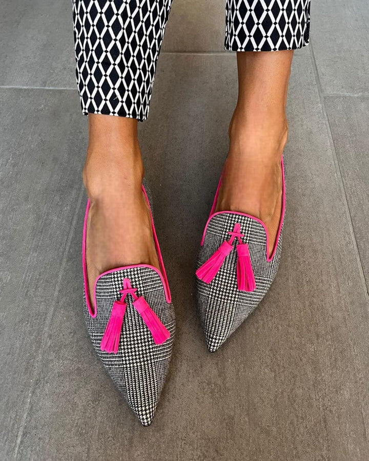 Katherine | Elegante Damen-Loafer mit spitzer Spitze und Fransen