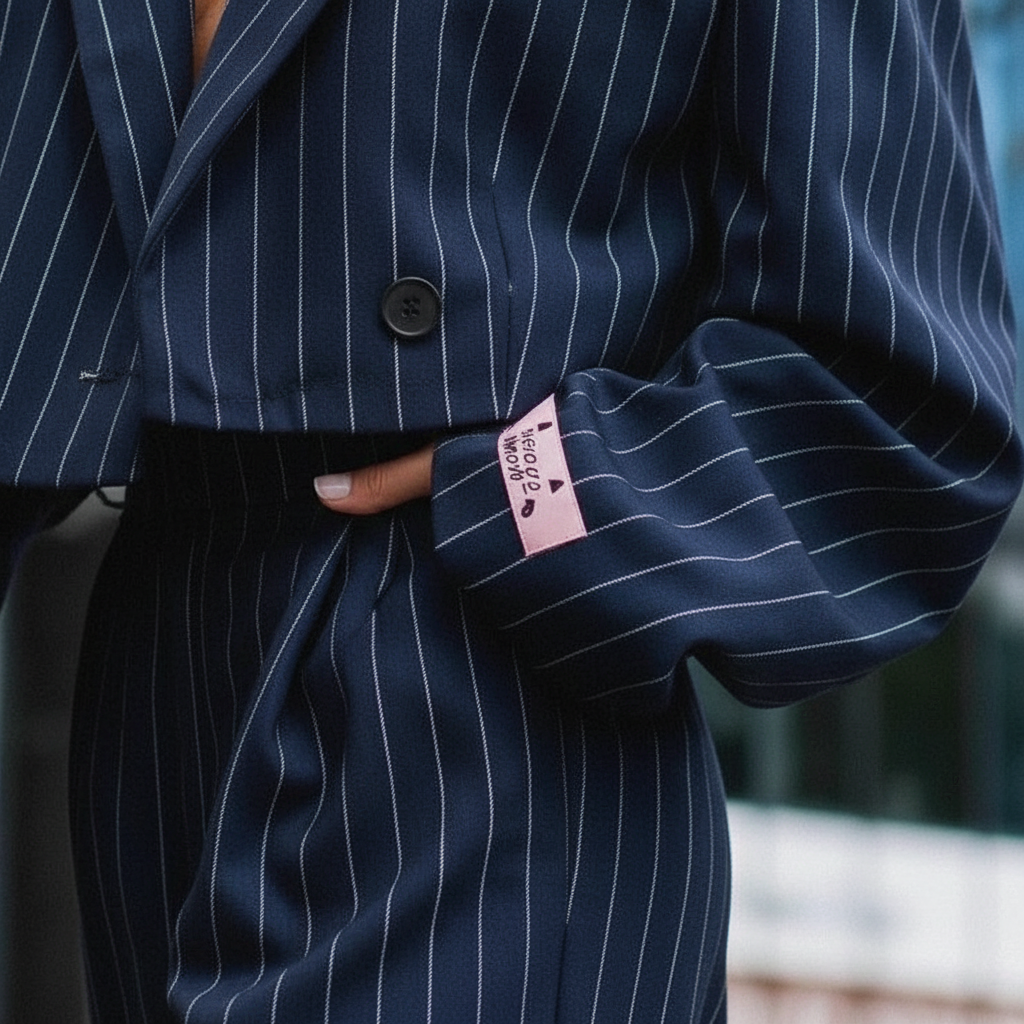 Evelyn | Elegant Striped Blazer and Wide-Leg Pants Set