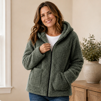 Evelyn | Comfortable women's sherpa jacket with a hood and cozy fleece look