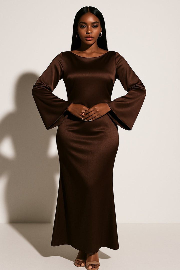 Greta | Fishtail Maxi Abendkleid aus Satin für Damen