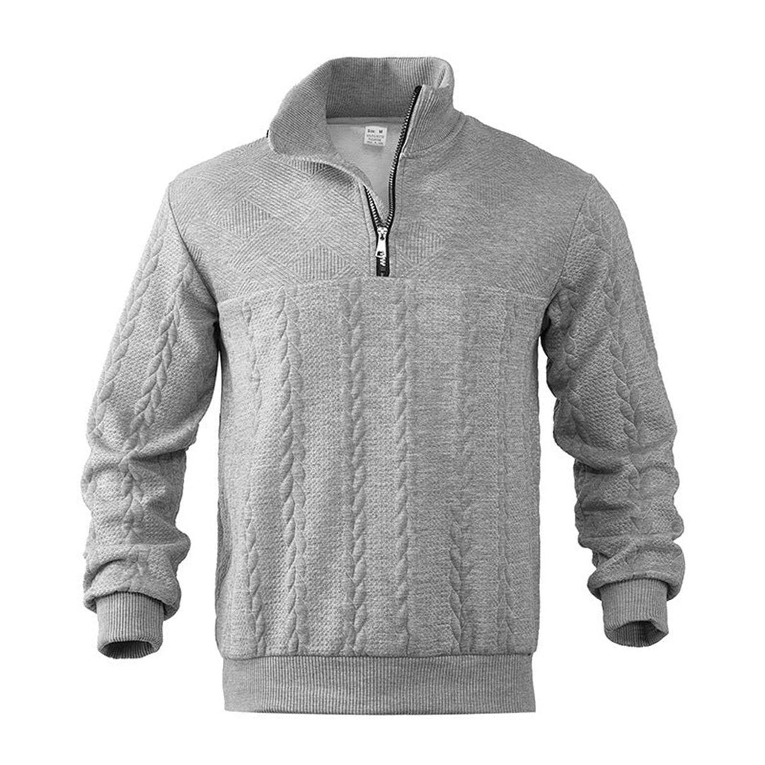 Andreas | Zopfstrick-Pullover mit Viertelreißverschluss für Herren